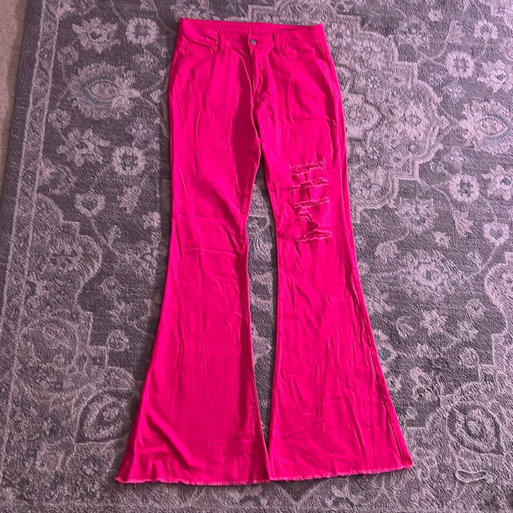 Hot Pink Flare Jeans